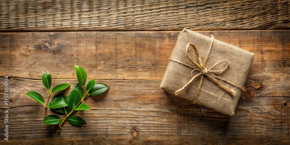 Rustic background with gift and small leaves , rustic, background, gift, small, leaves, nature, wooden, vintage, decor Rustic background with gift and small leaves , rustic, background, gift, small, leaves, nature, wooden, vintage, decor