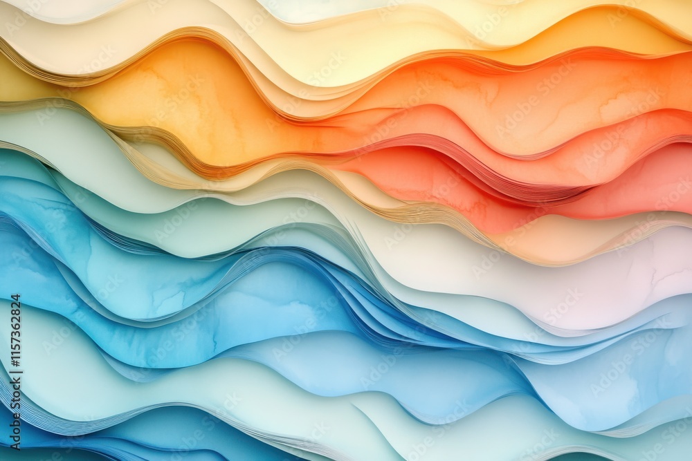 Creative abstract background with watercolor wave patterns in pastel tones Creative abstract background with watercolor wave patterns in pastel tones
