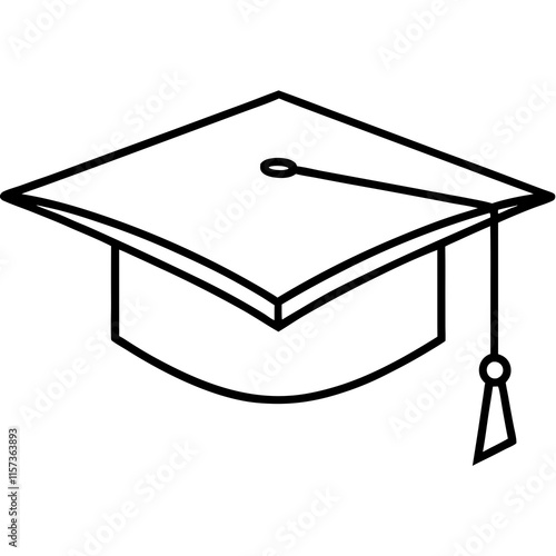 Graduation Cap Line Art Vector Design