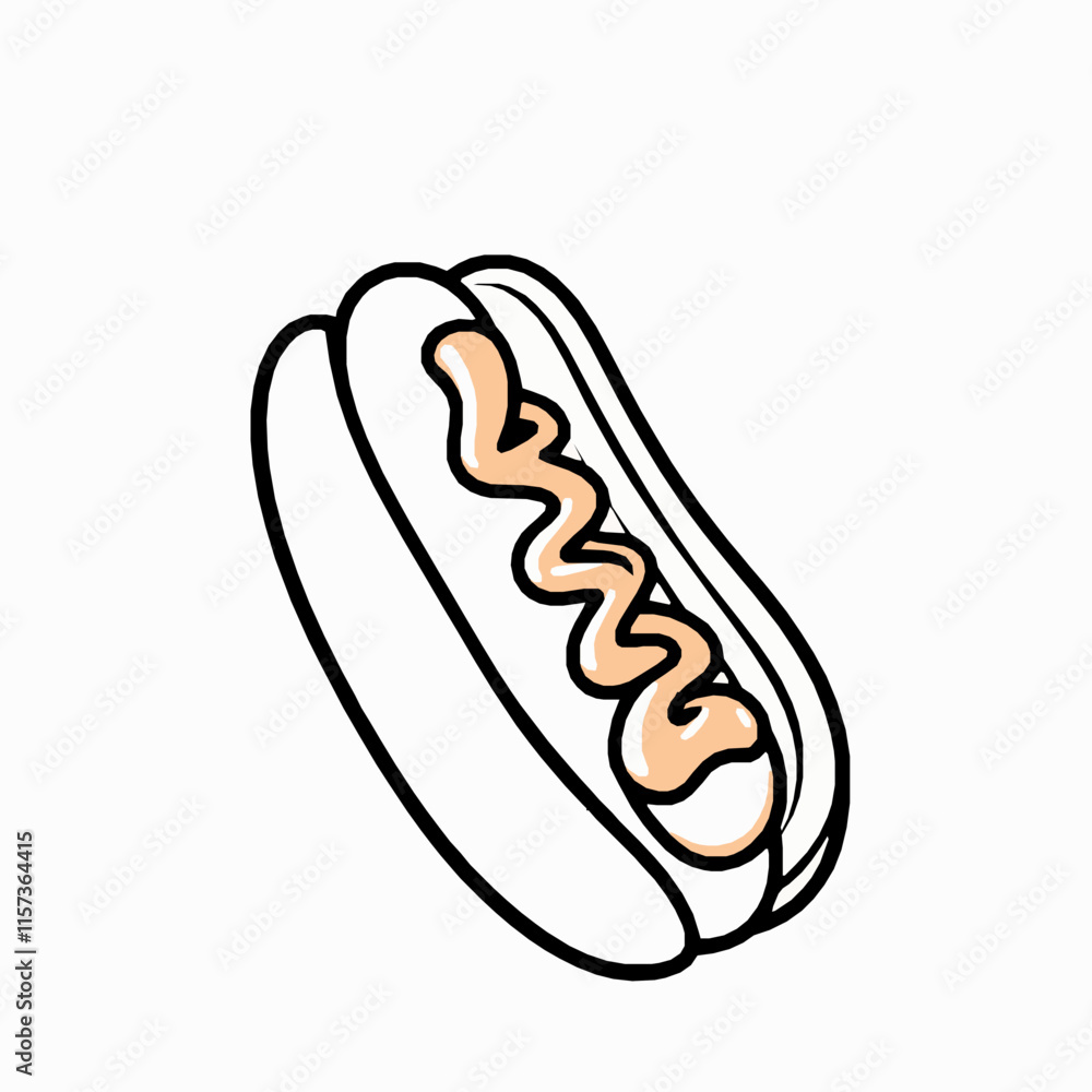hot dog outline vector illustration with mustard and ketchup hot dog outline vector illustration with mustard and ketchup