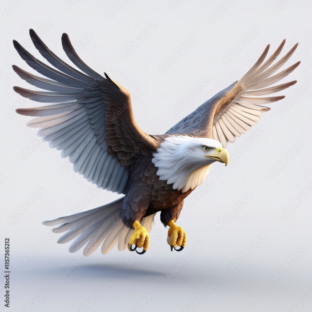 Obraz premium Powerful bald eagle soaring, wings extended, embodying freedom against dramatic sky background