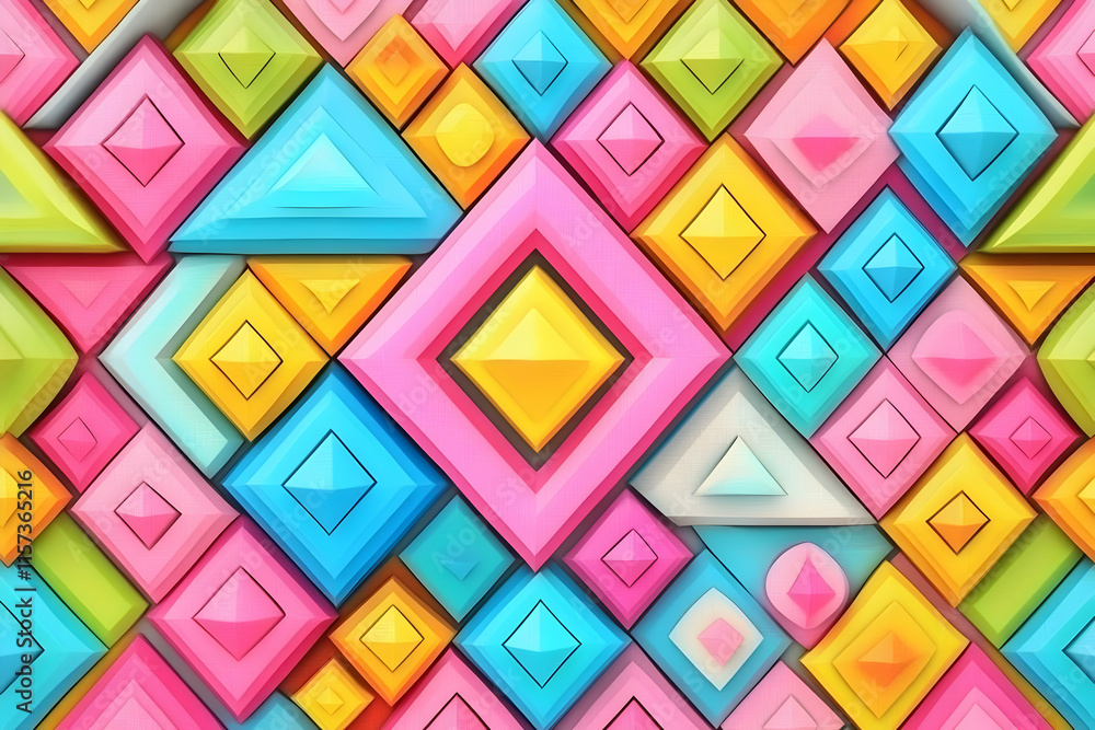 Colorful 3D Geometric Shapes Background Colorful 3D Geometric Shapes Background