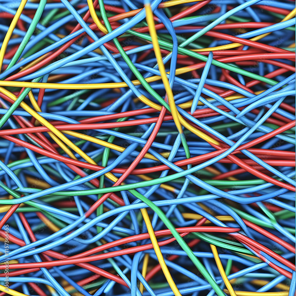 Colorful Cable Chaos Abstract 3D Illustration Colorful Cable Chaos Abstract 3D Illustration