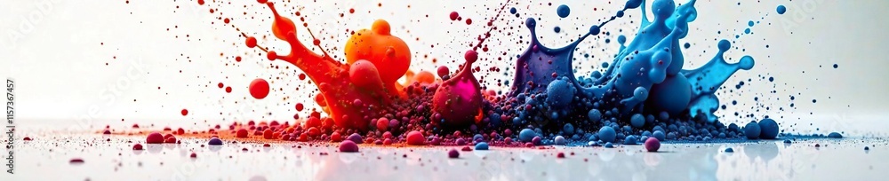 Spontaneous ink explosion on pristine surface, studio, splatter Spontaneous ink explosion on pristine surface, studio, splatter
