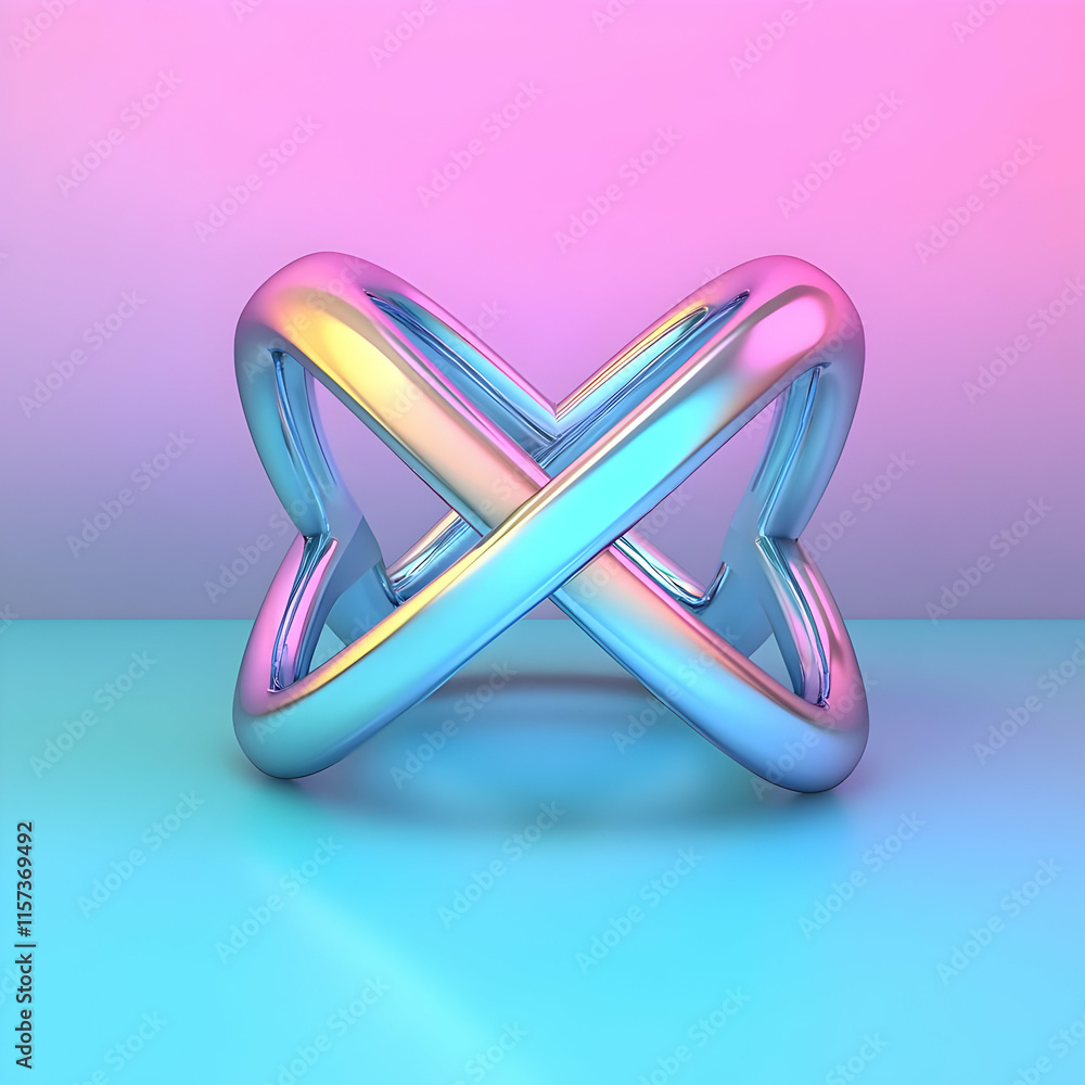 3D Abstract Background, Iridescent Curves 3D Abstract Background, Iridescent Curves