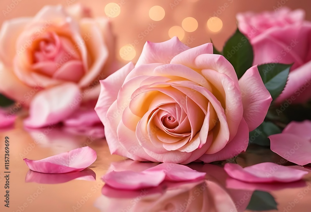 Delicate Pink Roses with Soft Background Lighting Delicate Pink Roses with Soft Background Lighting