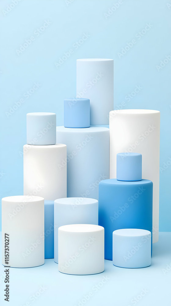 Blue and White 3D Cylinders Abstract Background Blue and White 3D Cylinders Abstract Background