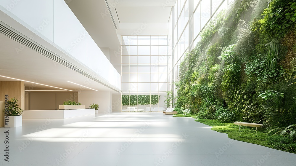 clean open space featuring vertical garden and natural ventilation under bright natural lighting clean open space featuring vertical garden and natural ventilation under bright natural lighting