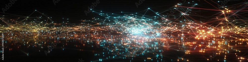 dynamic glowing map of business networks projected mid-air against reflective dark background dynamic glowing map of business networks projected mid-air against reflective dark background