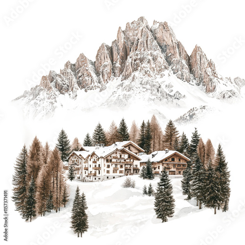 Attractive Cortina dAmpezzo Italy isolated on transparent background photo