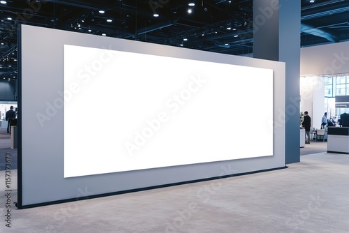 blank banner mockup stretched across tradeshow booth styled in clean professional setting