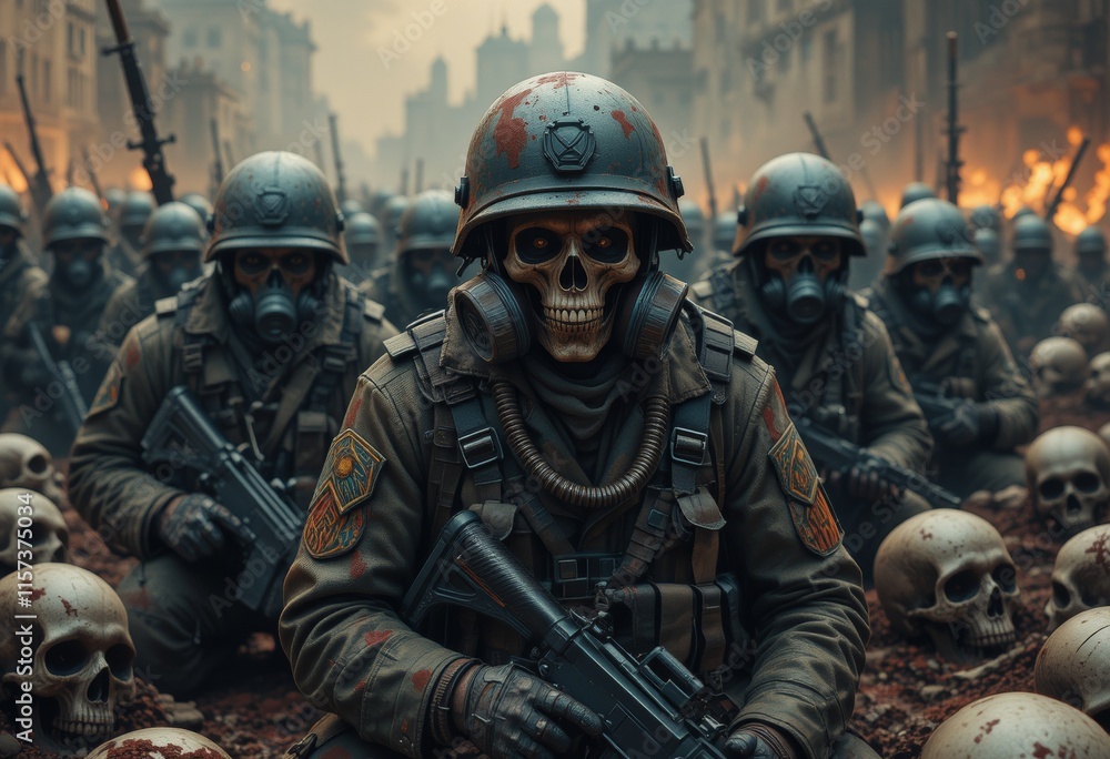 Post-Apocalyptic Army of the Dead: A Grim Digital Painting Post-Apocalyptic Army of the Dead: A Grim Digital Painting