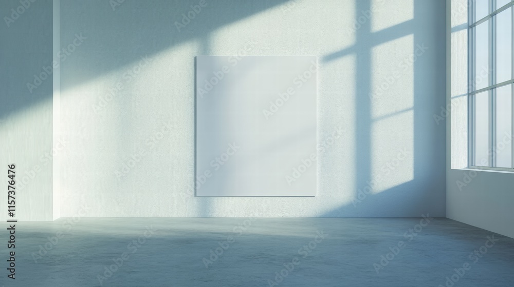 Fototapeta premium Blank poster wall on minimalist white room