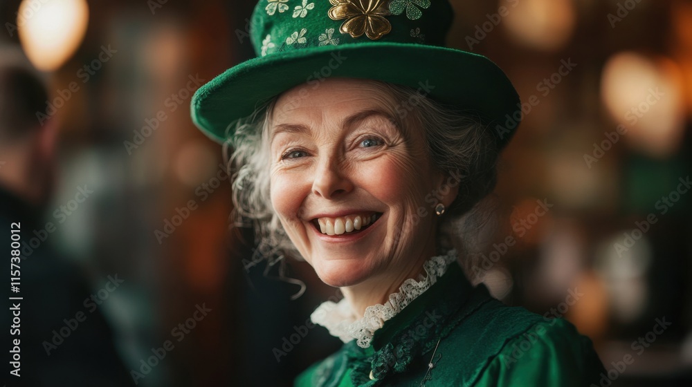 St. Patrick's Day Celebration with Joyful Senior in Green Attire St. Patrick's Day Celebration with Joyful Senior in Green Attire