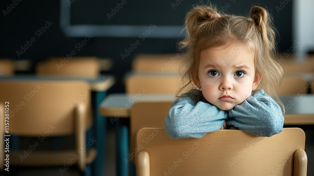 Child displaying restless behavior in a classroom, fidgeting with hands and feet, unable to focus on the lesson. The scene captures the challenges of maintaining attention and discipline in a learning Child displaying restless behavior in a classroom, fidgeting with hands and feet, unable to focus on the lesson. The scene captures the challenges of maintaining attention and discipline in a learning
