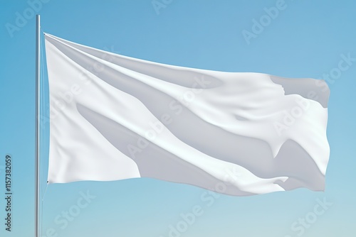 blank flag mockup waving in clear sky with placeholder space for custom branding or event promotions photo