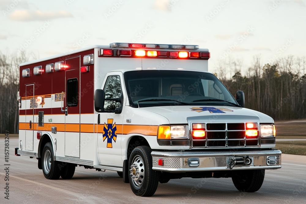 sleek ambulance vehicle in stock photo style perfect for emergency services marketing sleek ambulance vehicle in stock photo style perfect for emergency services marketing