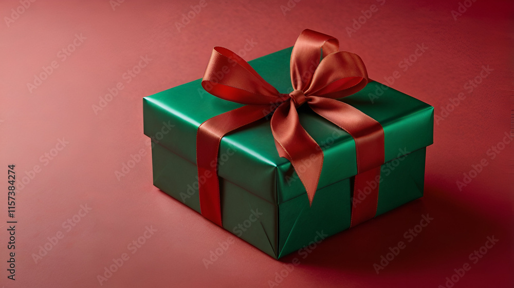 Obraz premium red gift box with ribbon