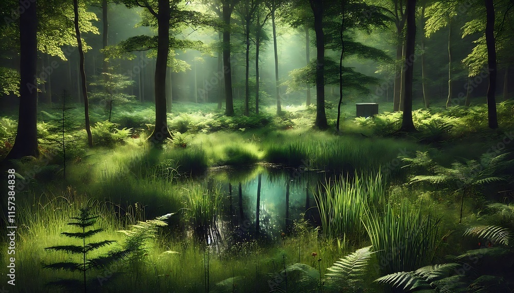 Obraz premium flower garden morning in the woods