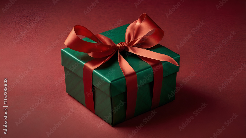 Obraz premium red gift box with ribbon