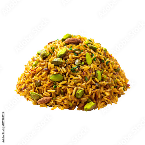 Tasty Pistachio in Biryani isolated on transparent background photo