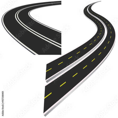 Vector Curved road with white lines