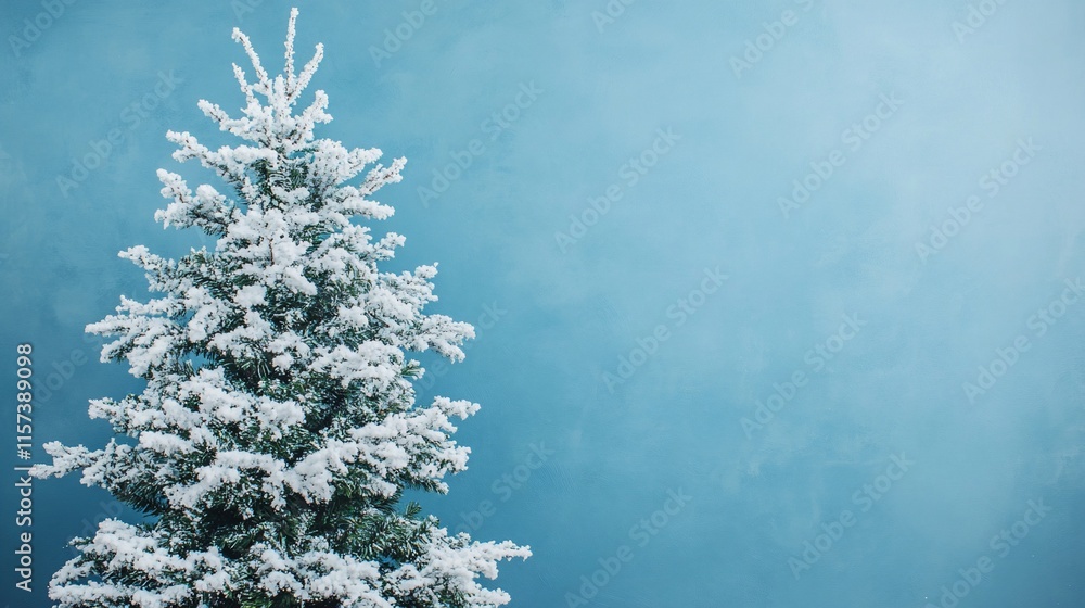 Snow-covered evergreen tree against a blue sky. Snow-covered evergreen tree against a blue sky.