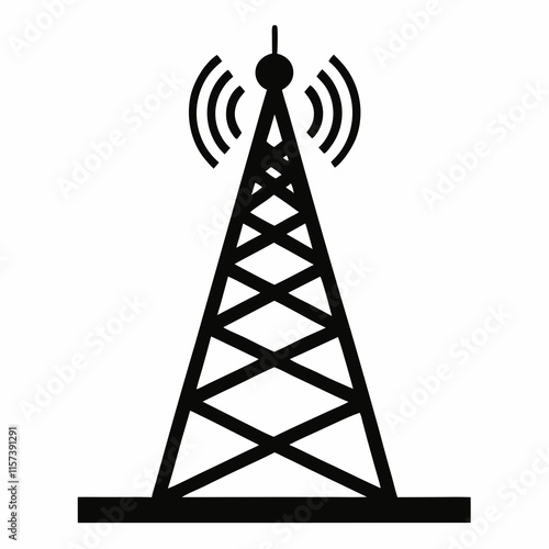 Cellular Tower Silhouette Vector Art 