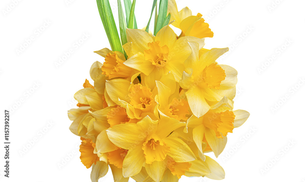 Close-up of a bouquet of yellow daffodils.