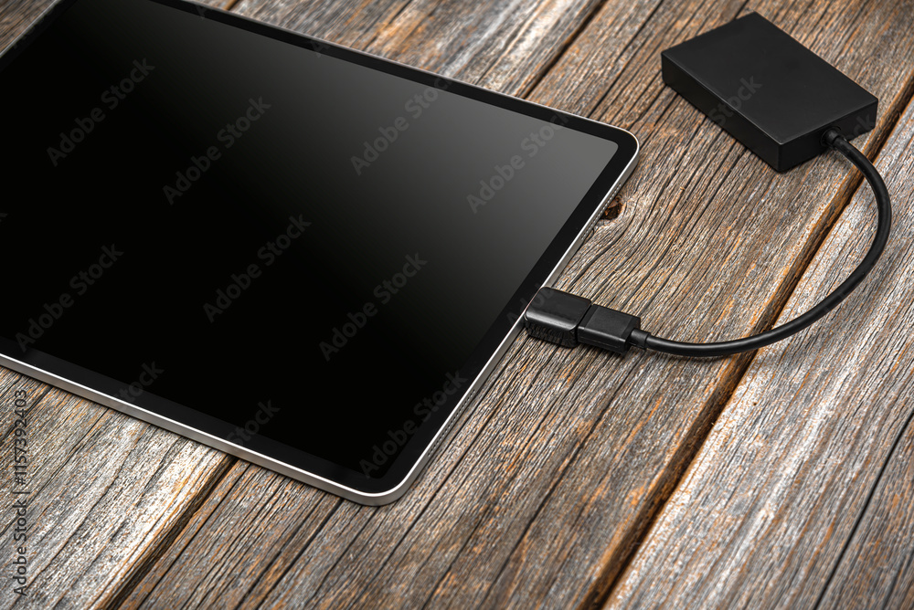The card reader is connected to a mobile device: phone or tablet.