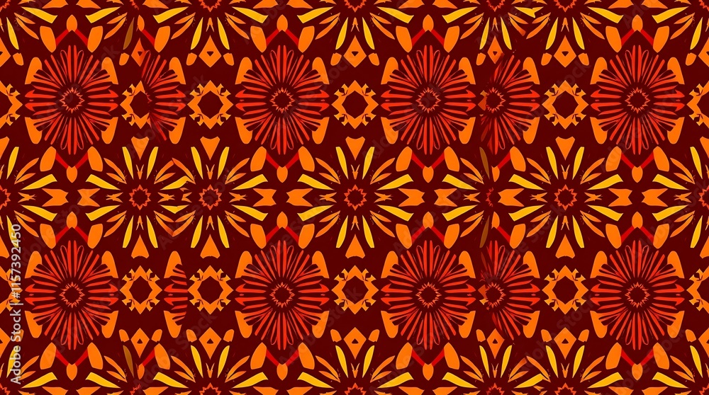 Fiery Mandala Seamless Pattern Fiery Mandala Seamless Pattern