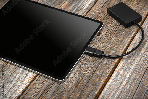 The card reader is connected to a mobile device: phone or tablet.