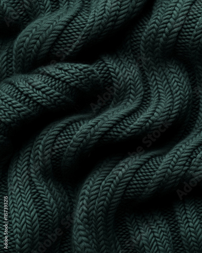 Dark Teal Cable Knit Fabric Texture photo