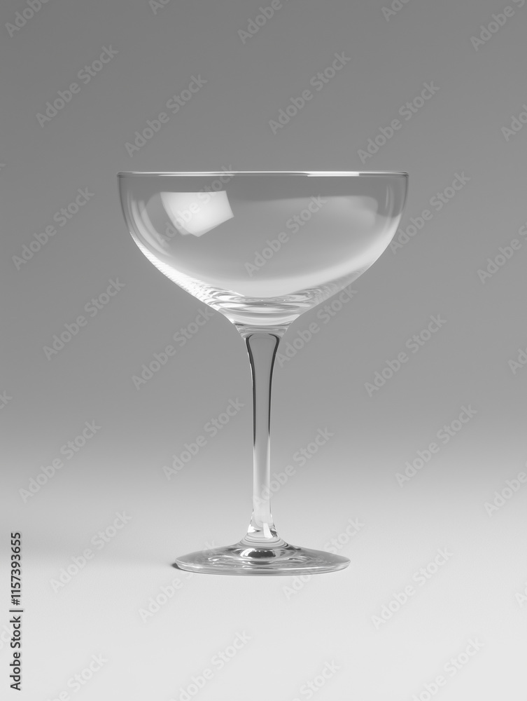 Empty Coupe Champagne Glass on Gray Background Empty Coupe Champagne Glass on Gray Background