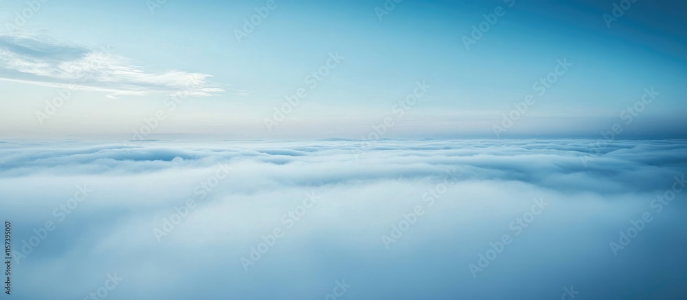 Serene blue and white foggy landscape background with vast empty space for text and design elements Serene blue and white foggy landscape background with vast empty space for text and design elements