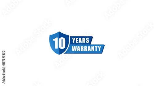 10 year warranty label. Motion graphic