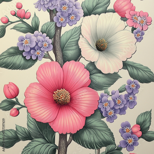 Classic Vintage Wallpaper Pattern Intricate Floral Motifs