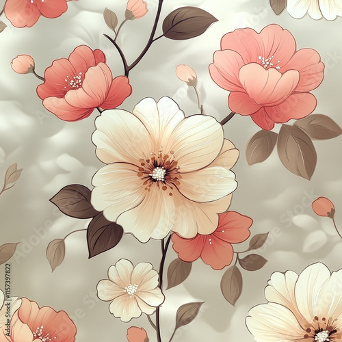 Classic Vintage Wallpaper Pattern Intricate Floral Motifs