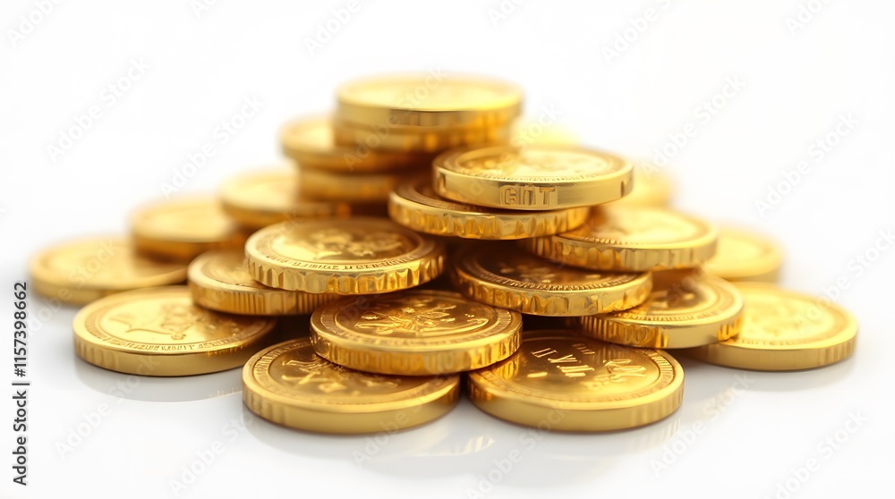 Piles money gold coins of gleaming with isolated against transparent background. Banking and financial concept Piles money gold coins of gleaming with isolated against transparent background. Banking and financial concept