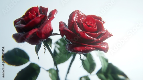 Red rose collection on transparent background.