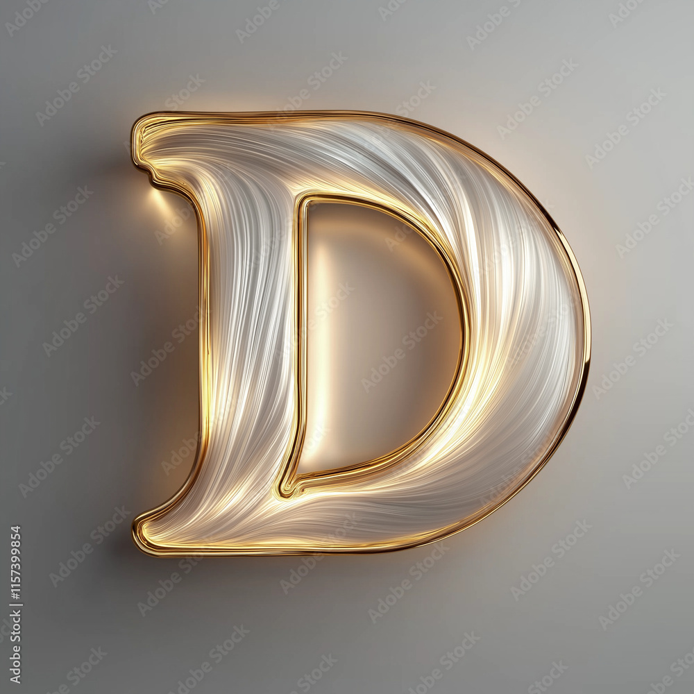 Elegante Lichtformen: Abstrakte Darstellung des Buchstabens D

