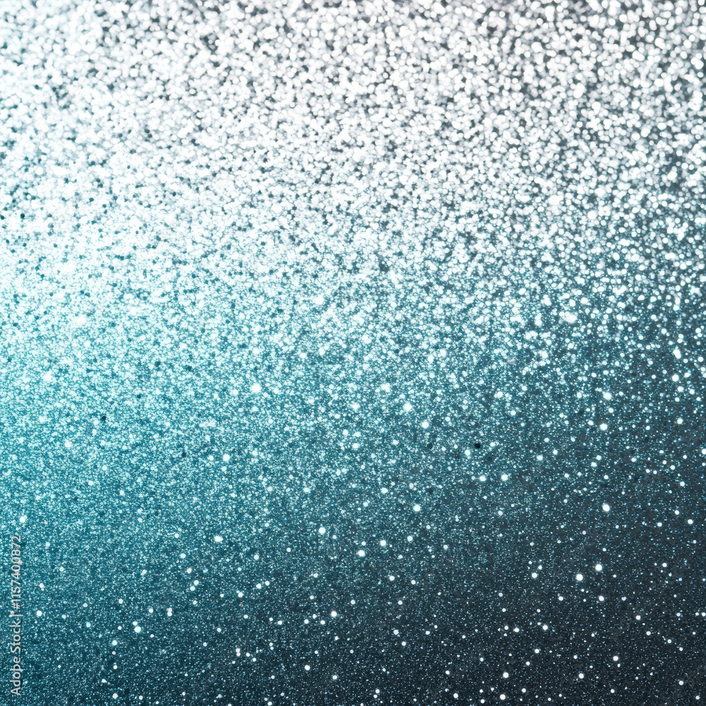 Silver and turquoise metallic gradient with a smooth glitter finish and delicate noise texture