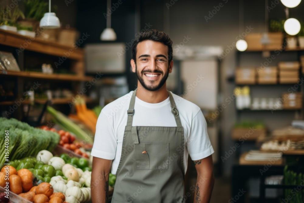 Portrait of a smiling young man working in a healthy food store Portrait of a smiling young man working in a healthy food store