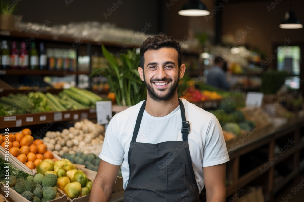 Portrait of a smiling young man working in a healthy food store Portrait of a smiling young man working in a healthy food store