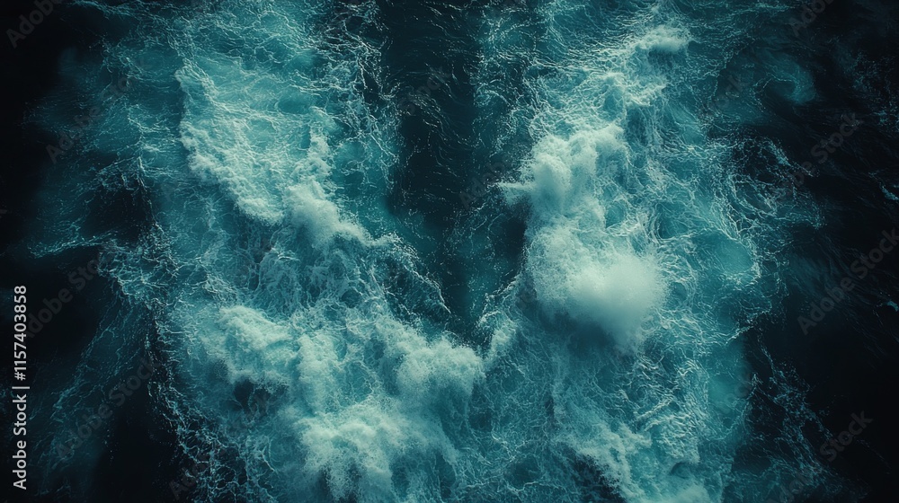 Aerial view of ocean waves and foam capturing the dynamic beauty of nature Aerial view of ocean waves and foam capturing the dynamic beauty of nature