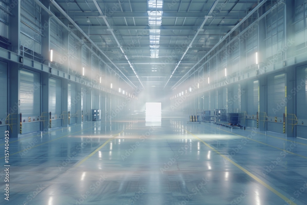 Fototapeta premium Interior of a modern high tech innovative warehouse logistics center