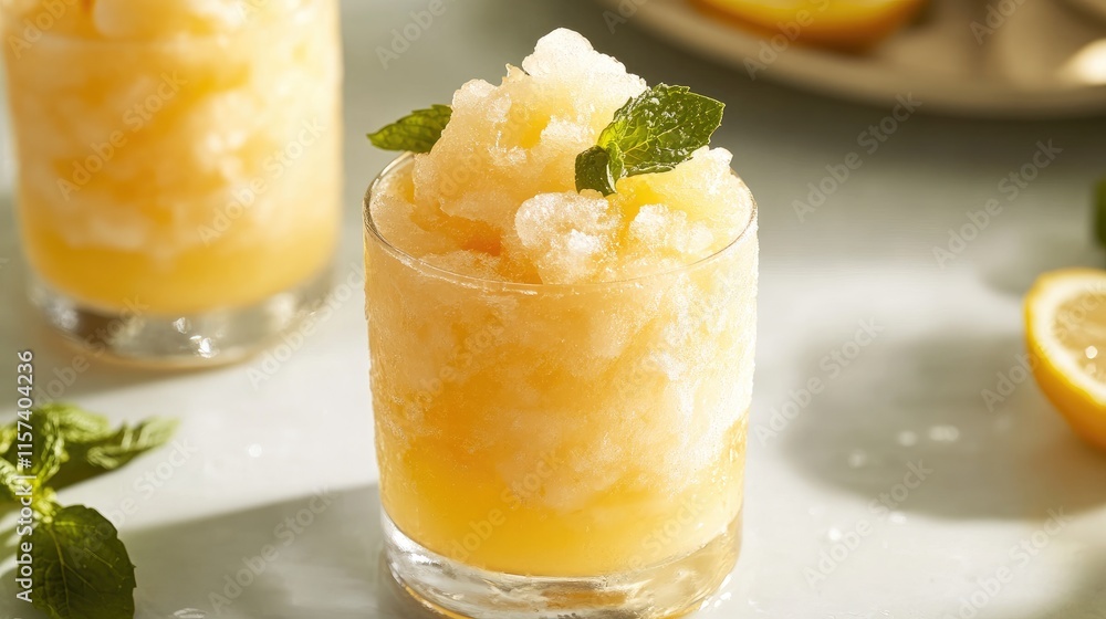 Refreshing Frozen Citrus Cocktail with Mint Garnish for Summer Indulgence Refreshing Frozen Citrus Cocktail with Mint Garnish for Summer Indulgence