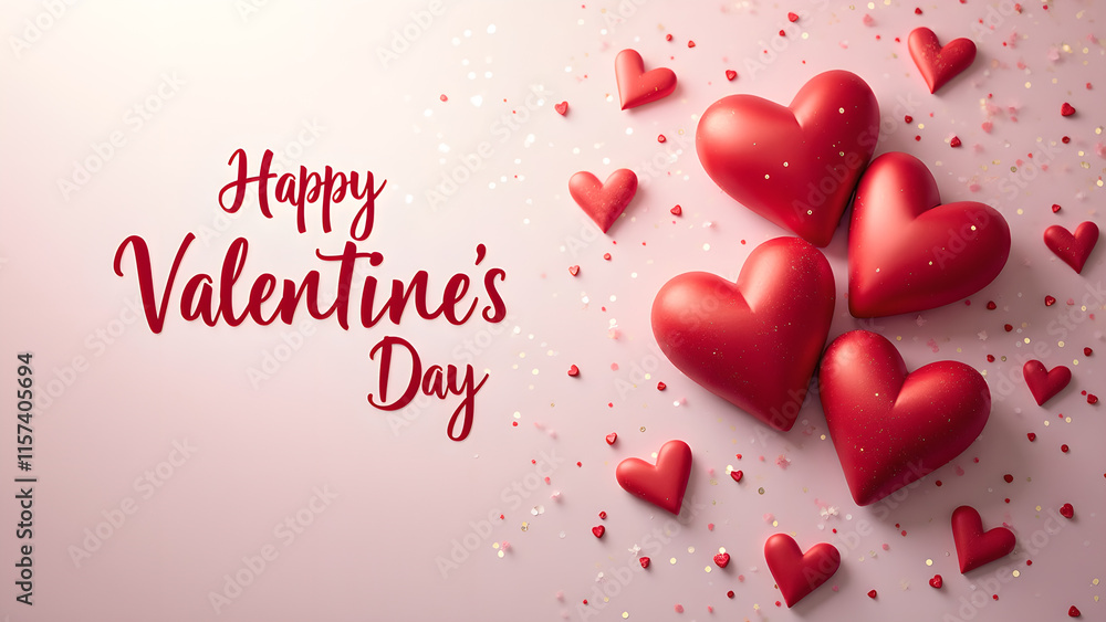 custom made wallpaper toronto digitalHappy Valentine's Day. Red hearts on a pink background. Concept of love, romance, and celebration.