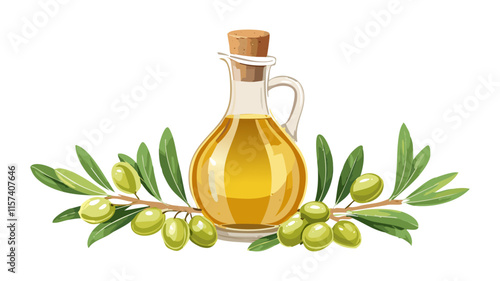 bottle of oil with olives