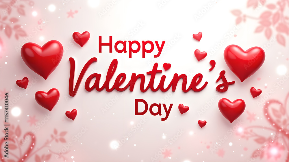 Happy Valentine's Day greeting card with 3D hearts. Romantic and festive design. Happy Valentine's Day greeting card with 3D hearts. Romantic and festive design.